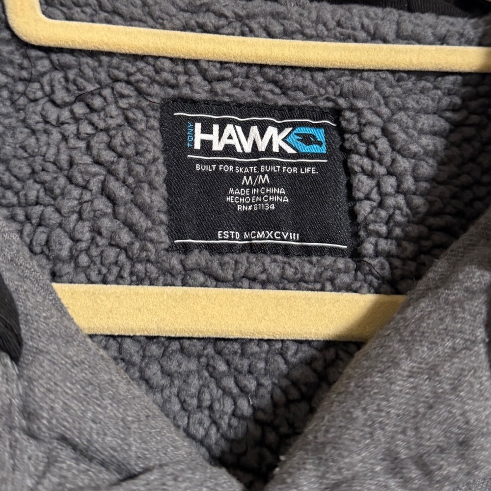 Tony Hawk Mens Gray Sherpa Lined Hooded Flannel Shirt Jacket Size Medium M - Picture 2 of 5